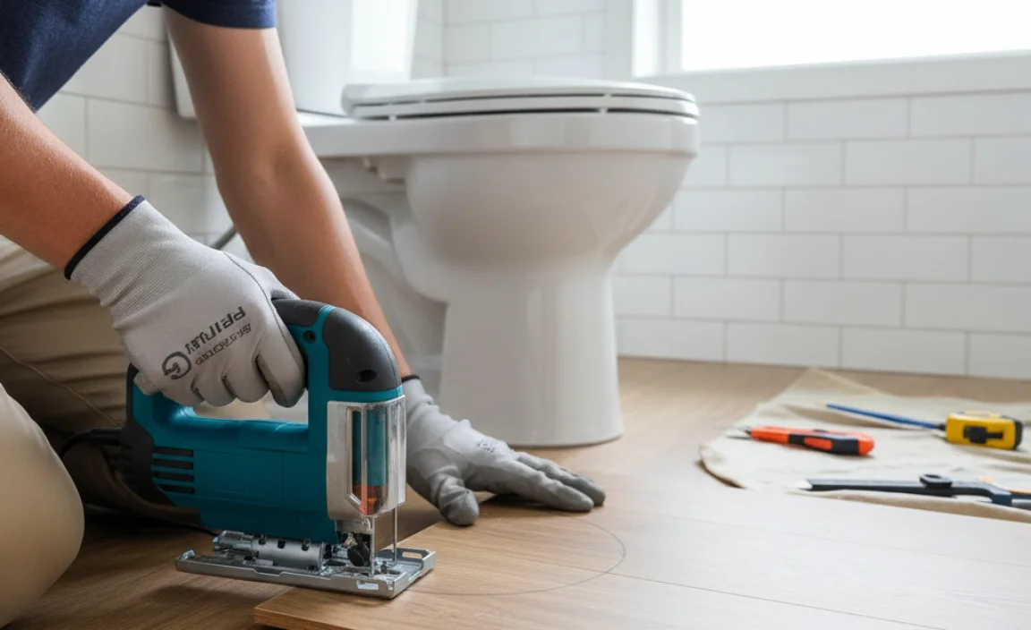 How to Cut Flooring Around Toilet