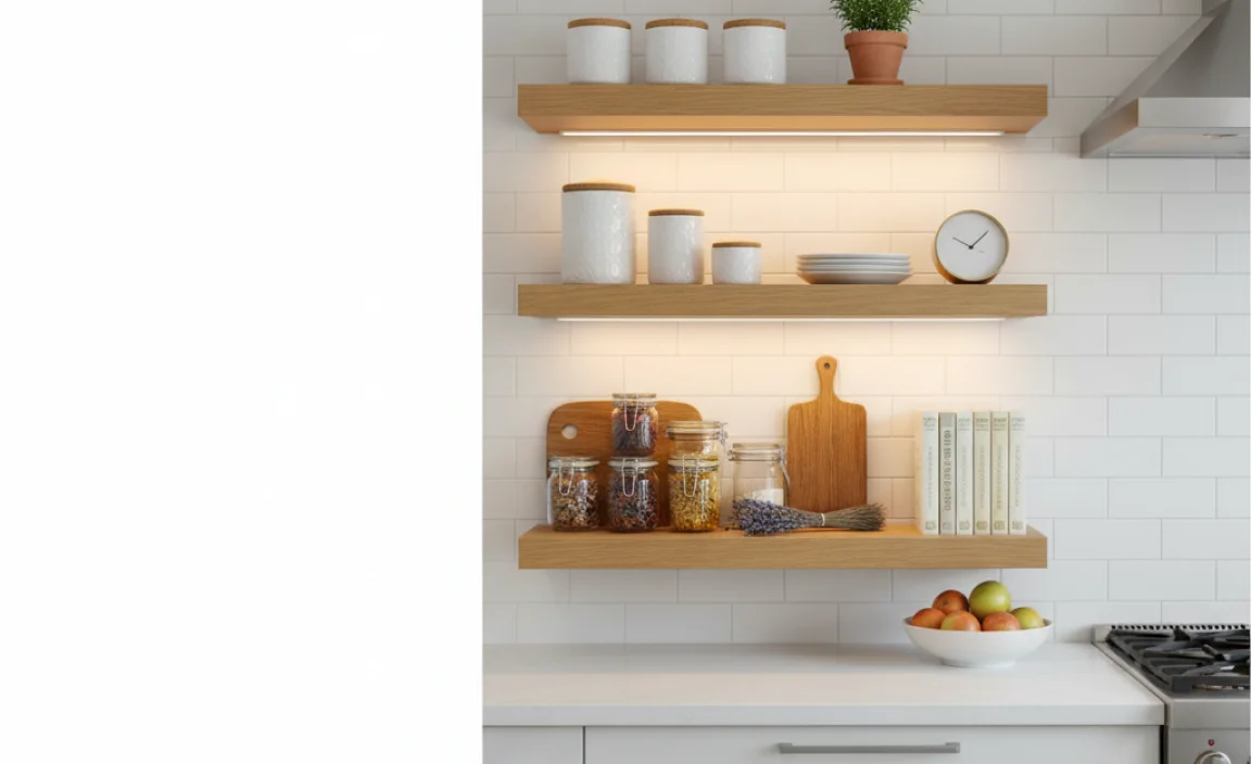 How To Decorate Floating Shelves In Kitchen Elegantly