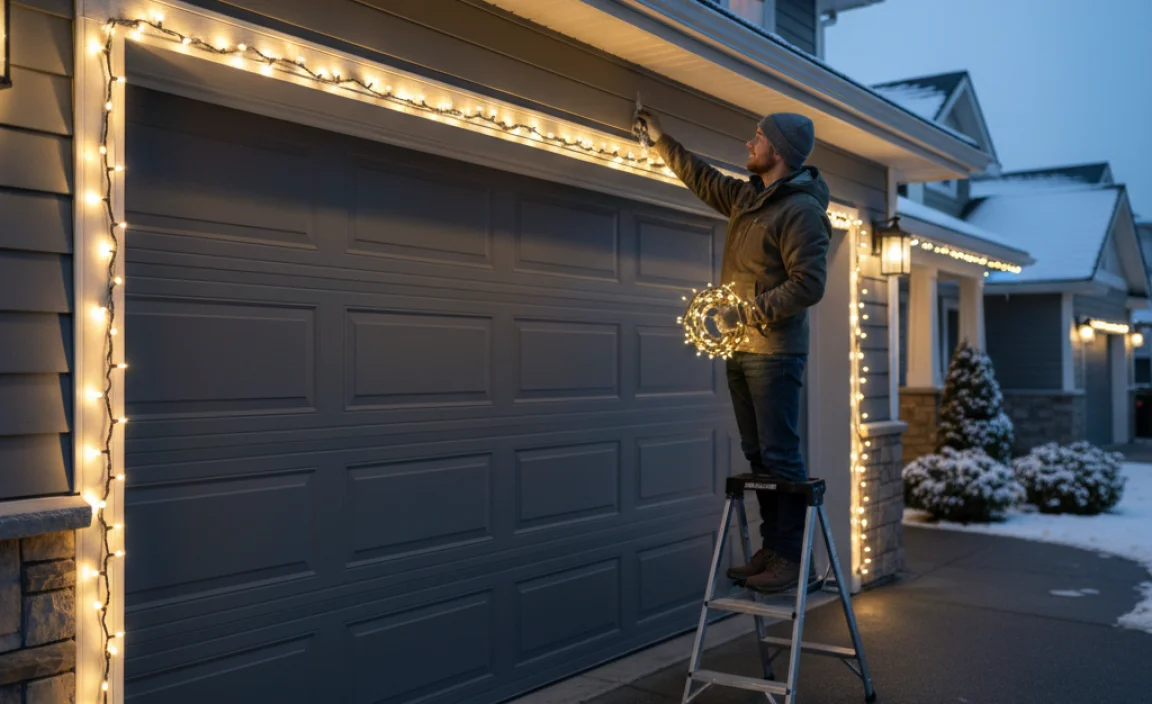 How To Hang Christmas Lights Around A Garage Door Easily