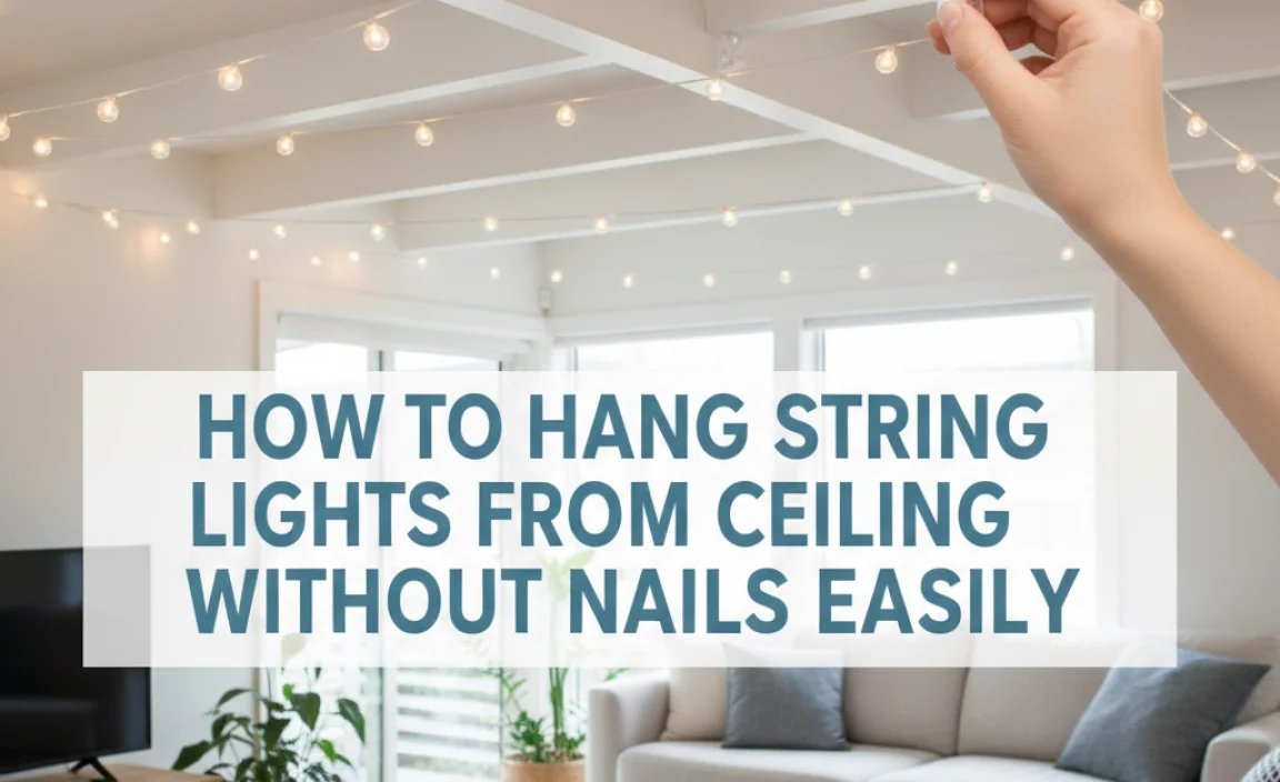 How To Hang String Lights From Ceiling Without Nails Easily