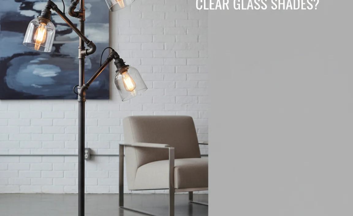 Who Made Industrial Floor Lamp With Clear Glass Shades?