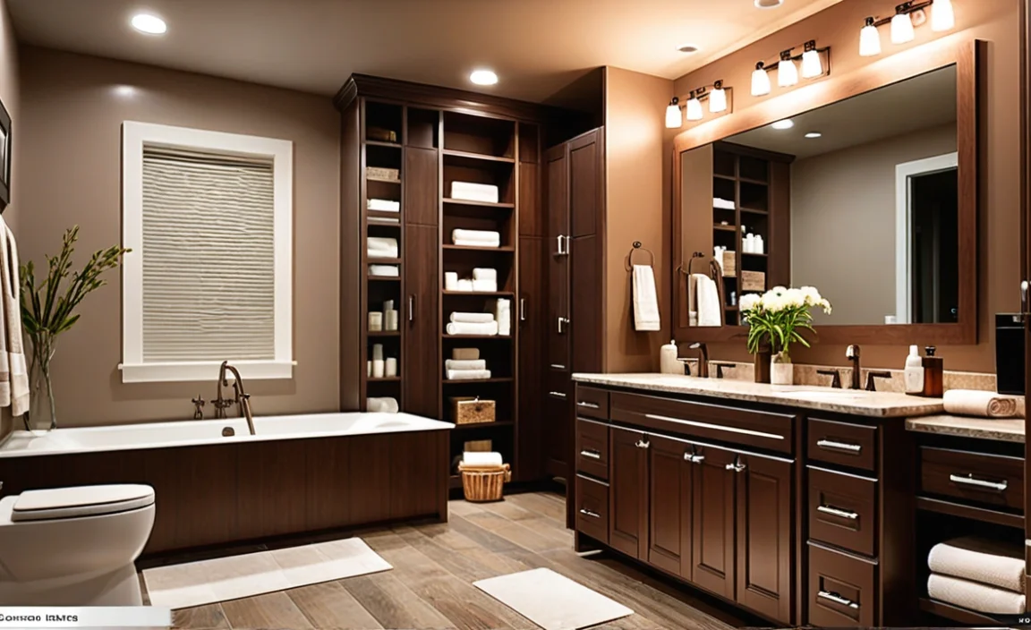 How To Decorate Bathroom With Brown Cabinets: Chic Ideas