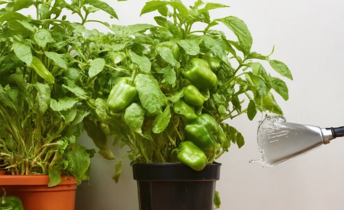 Watering Container Pepper Plants
