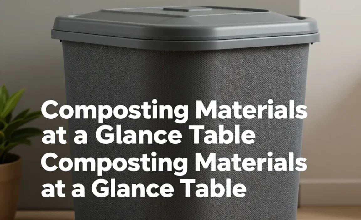 Composting Materials at a Glance Table