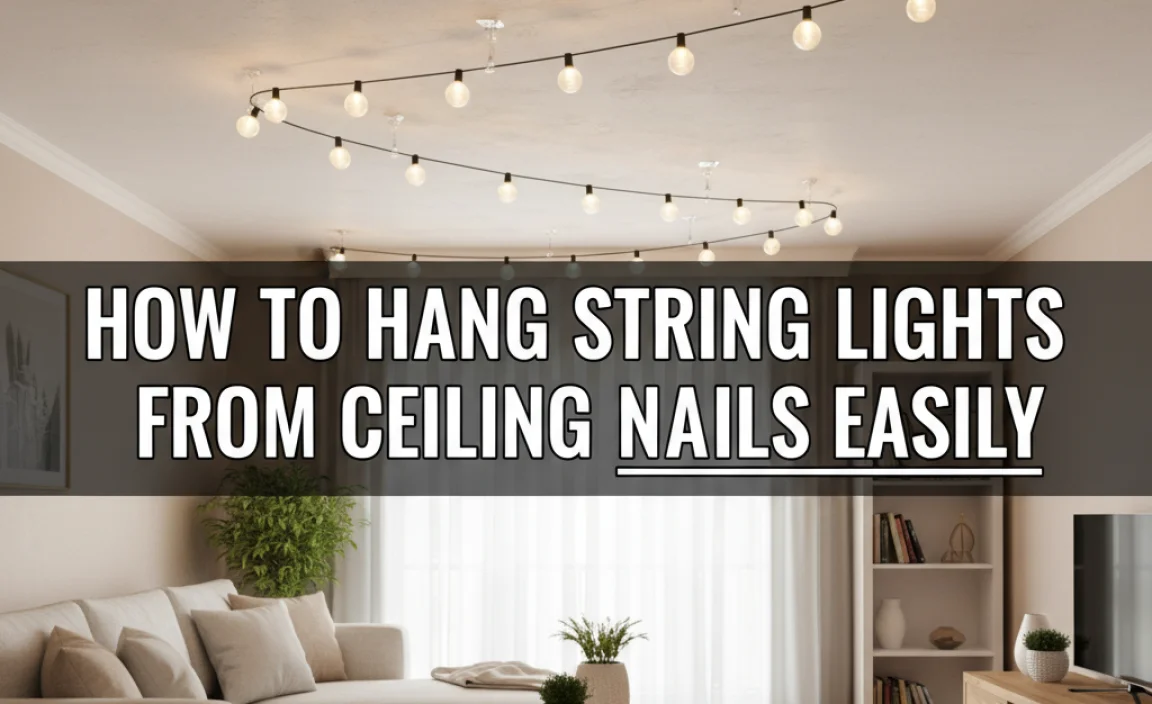 How To Hang String Lights From Ceiling Without Nails Easily