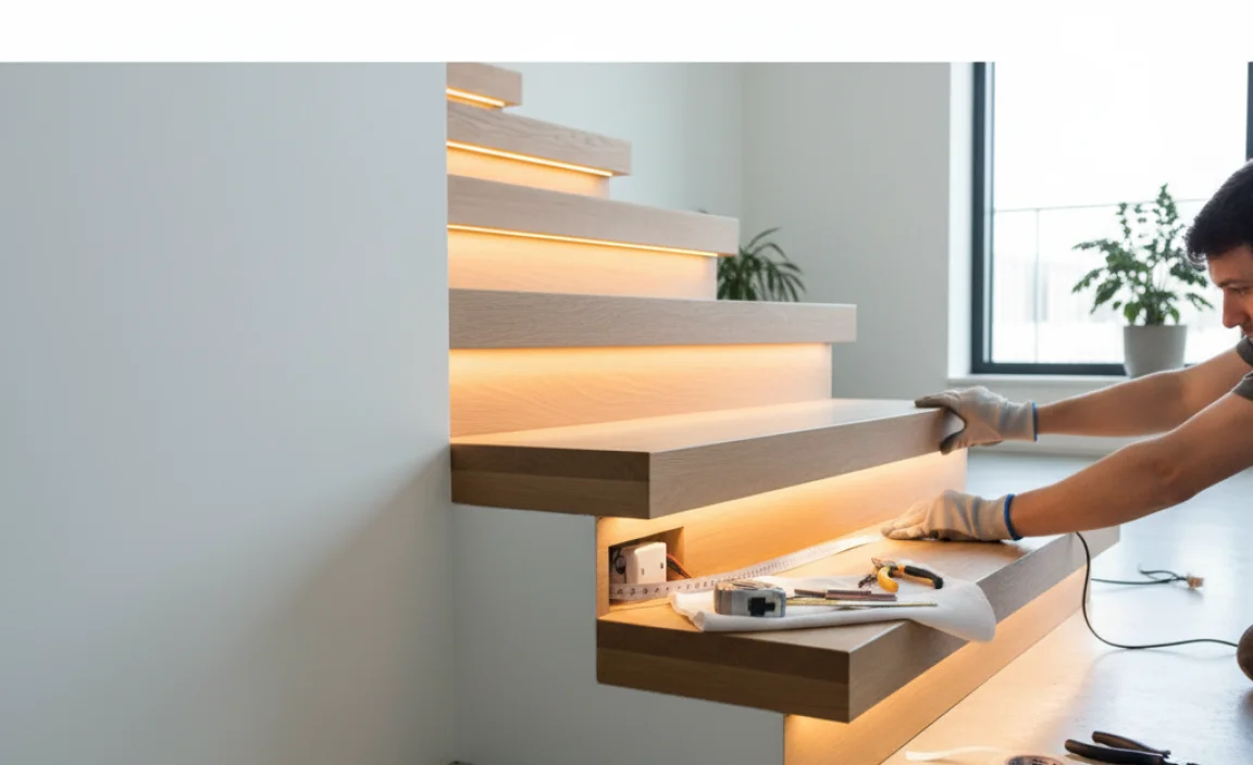 Installation Process for LED Strip Lights on Stairs