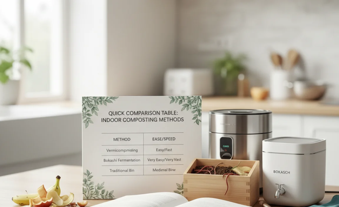 Quick Comparison Table: Indoor Composting Methods