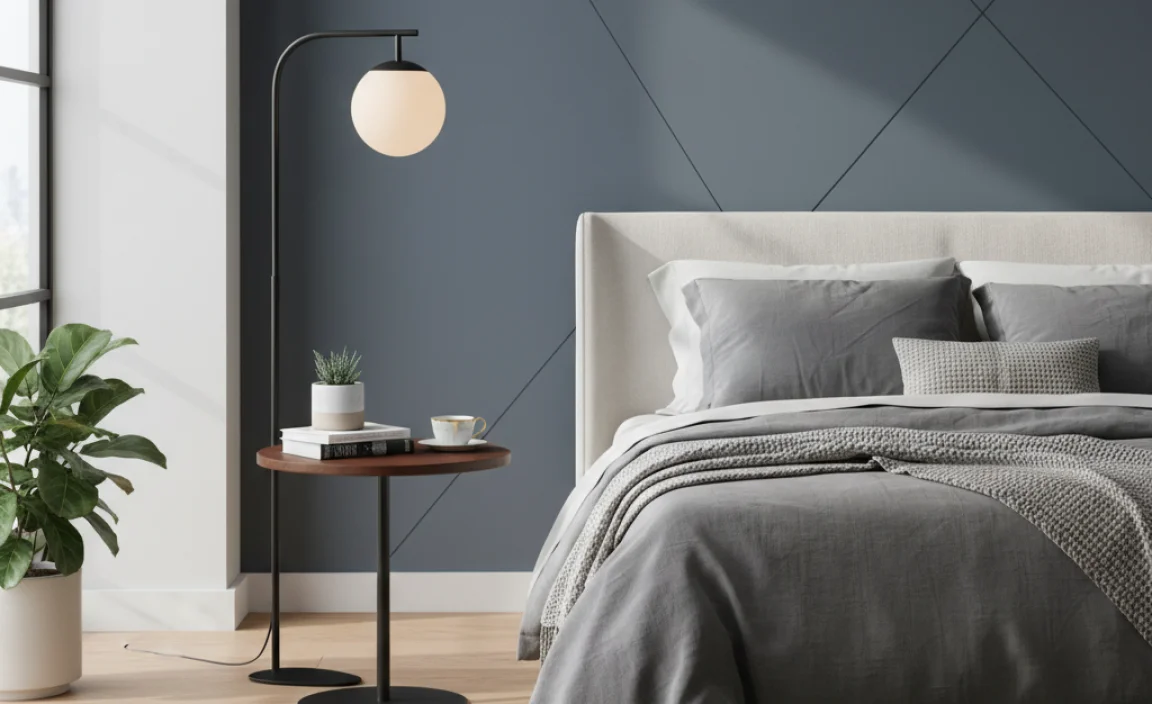 Stylish Floor Lamp With Table For Bedroom: Enhance Decor!