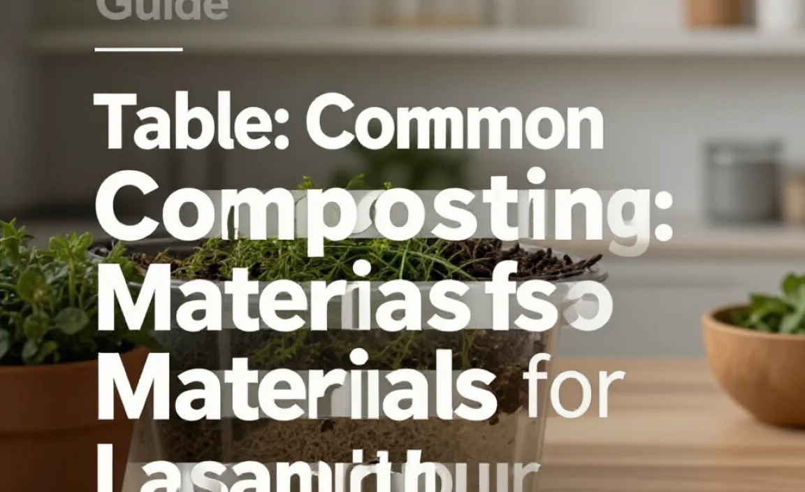 Table: Common Composting Materials for Your Lasagna