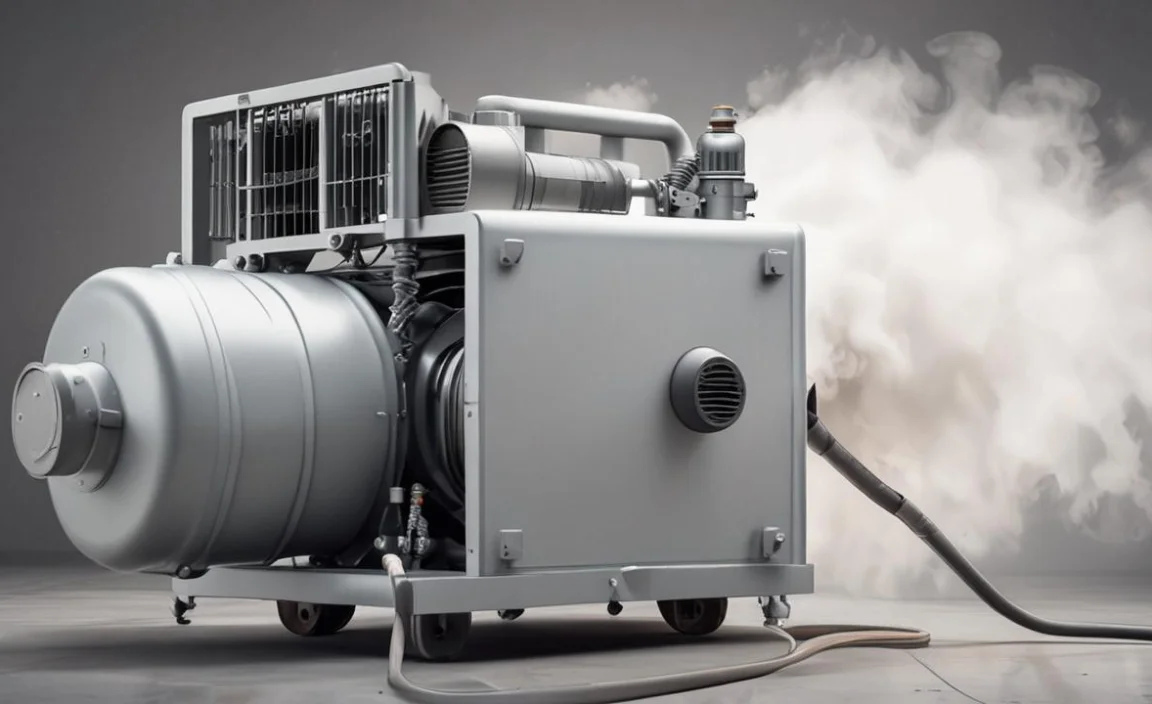air compressor blowing white smoke from motor