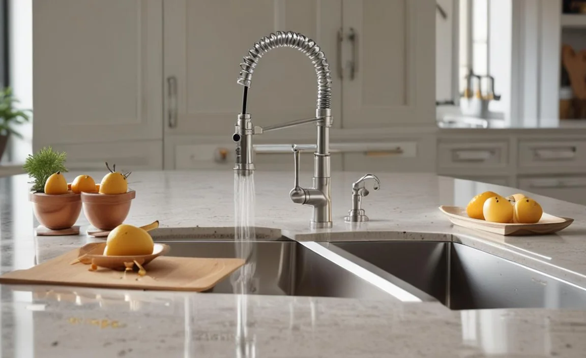 Matching Kitchen Faucet with Cabinet Hardware Shapes