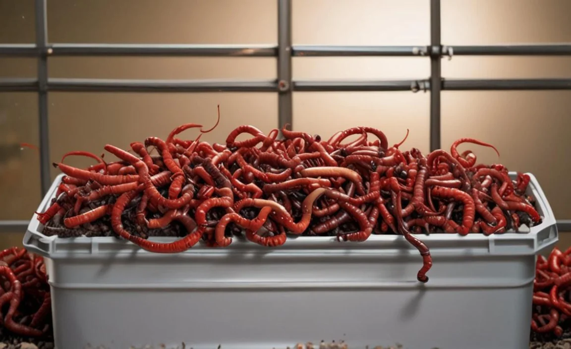 red wiggler worms escaping compost bin at night