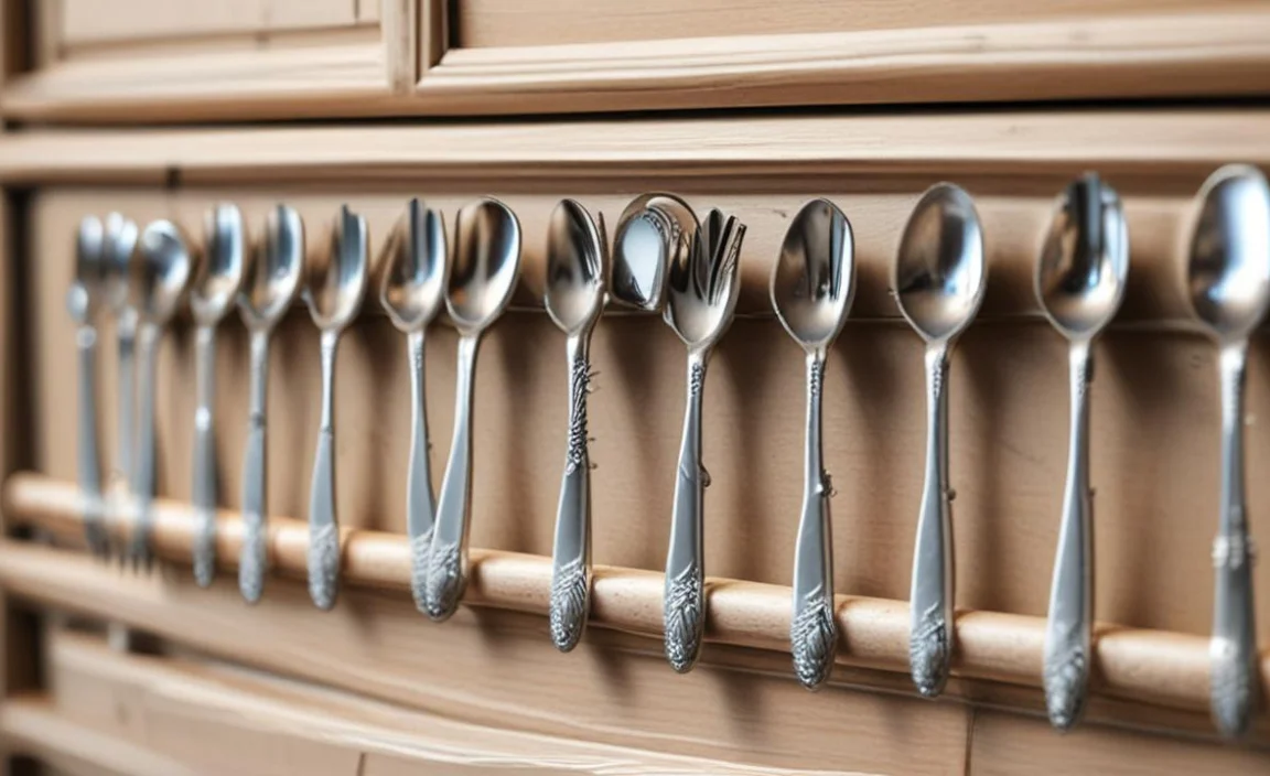 repurposing old spoons into cabinet handles