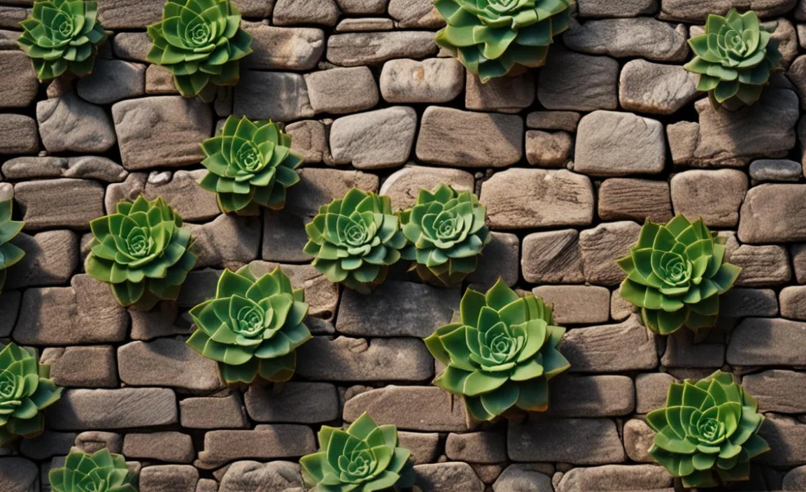 9.Planting Succulents In A Stone Wall